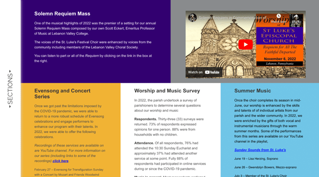 St. Luke's Episcopal Church website screenshot